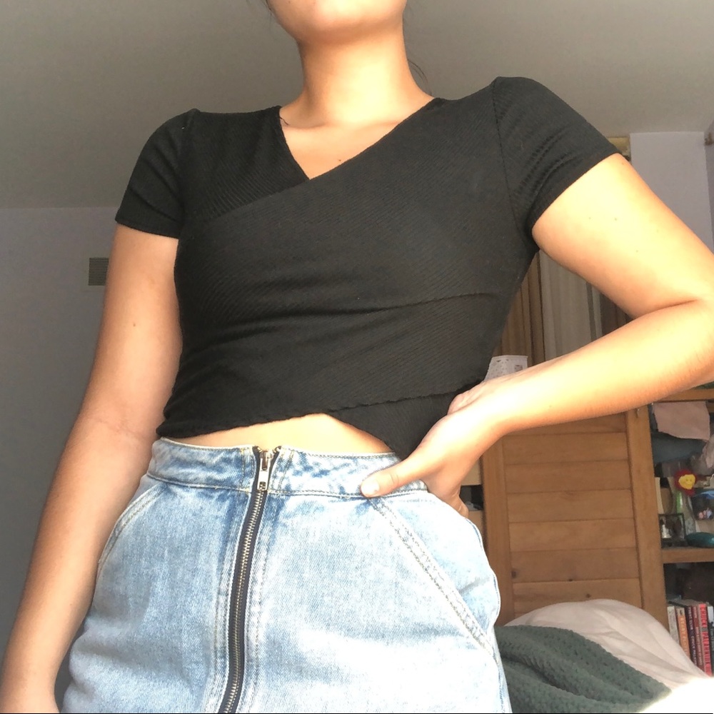 vintage 90s black wrap top